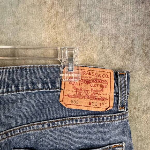 Vintage Y2K Levis 559 Denim Jeans Mens 36x30 Relaxed Fit Straight Leg Blue - Picture 8 of 10